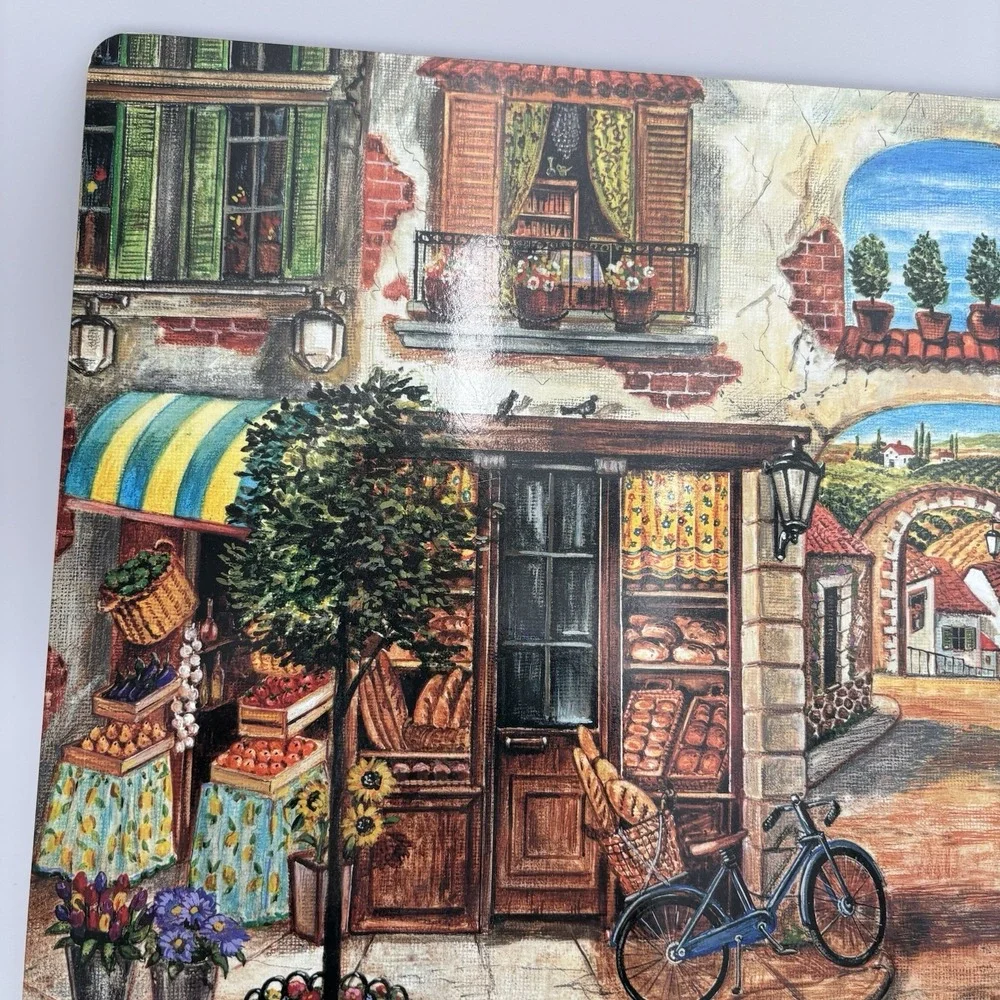 Cala Home Village Square Cork  Backed Placemats Set /4 European Street Scene Vtg